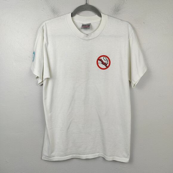 Vintage Tobacco Use Prevention Information Graphic T-Shirt Size Large White LA - Picture 1 of 8